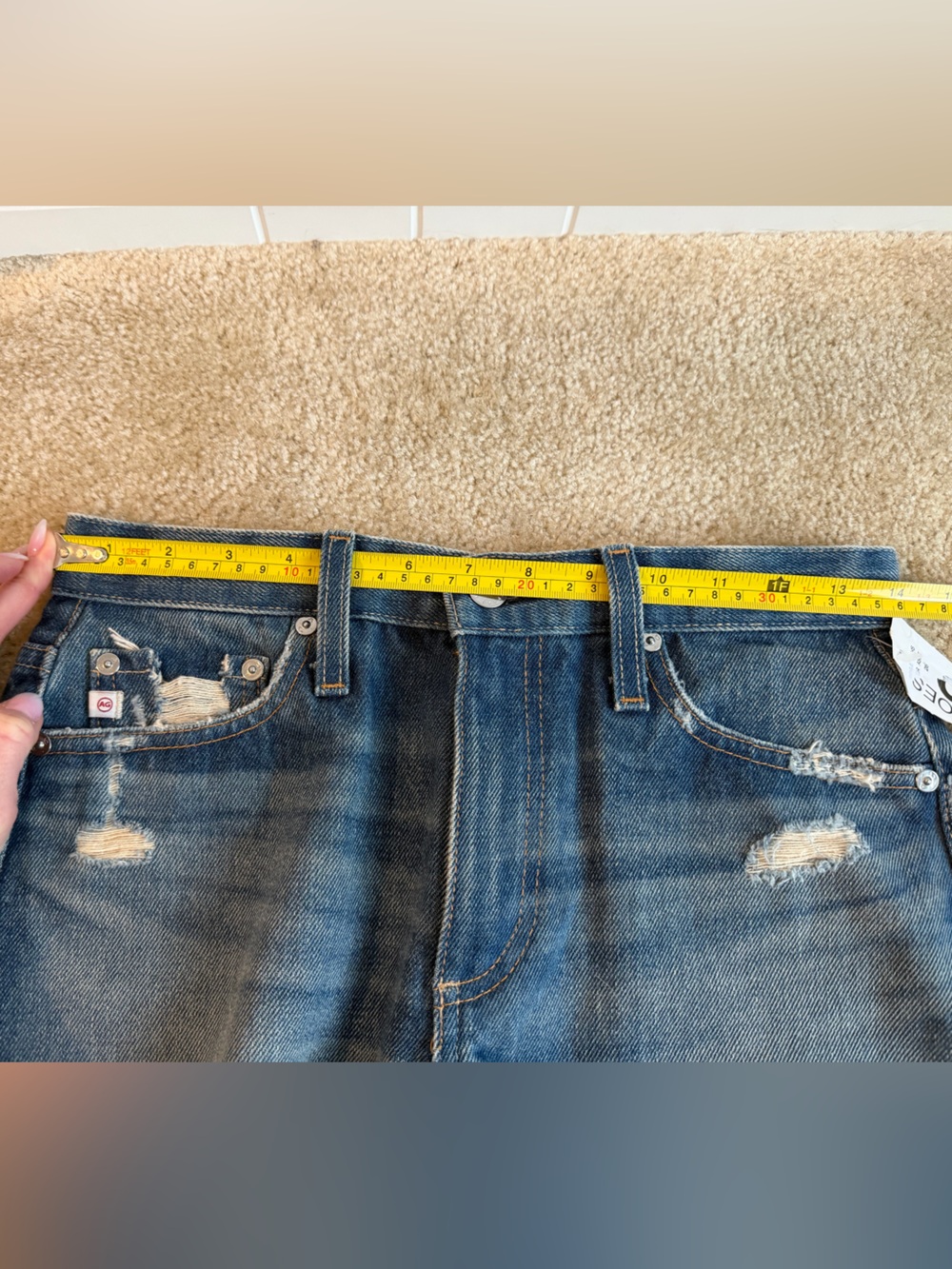 AG Alexxis High Rise Wedgie Distressed Shorts Womens 26R Medium Wash Raw Hem - Picture 13 of 13